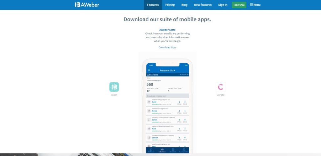 AWeber mobile app